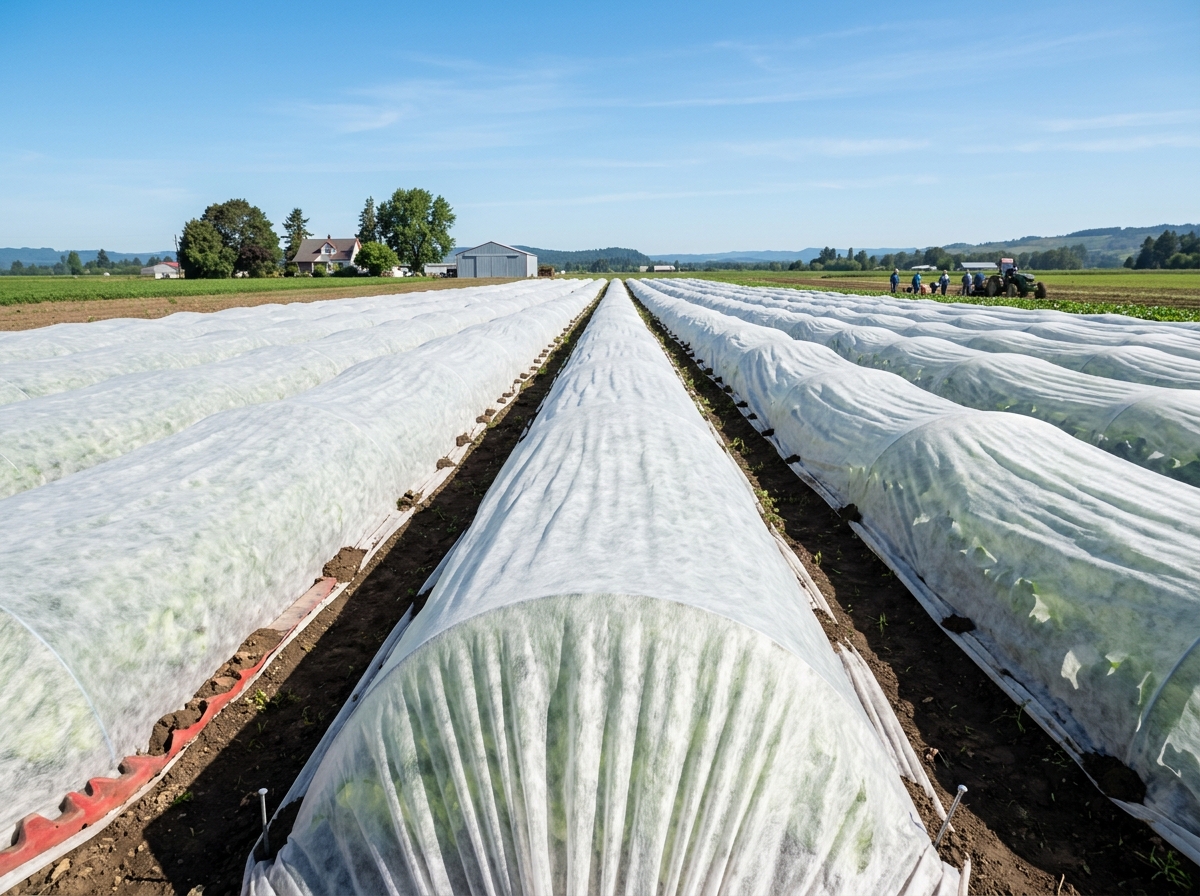 UV Treated Spunbond Non-Woven Crop Cover Fleece in Farm Field
